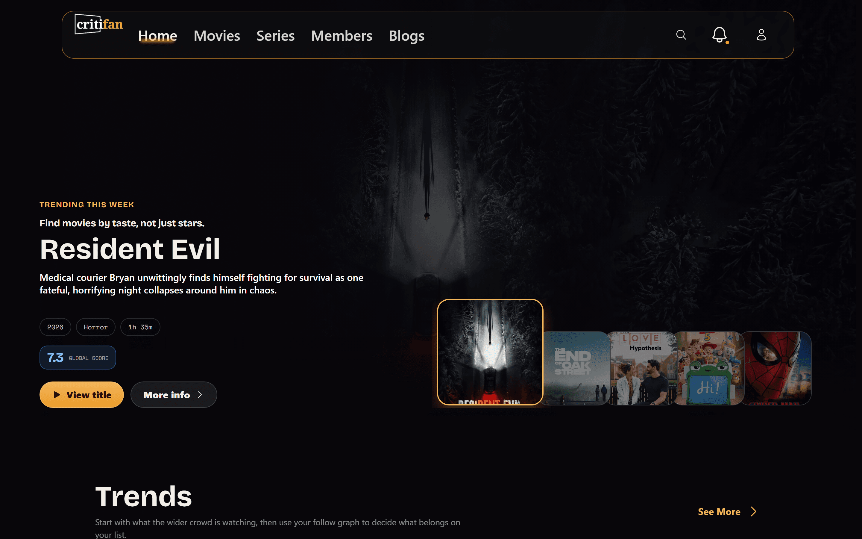 Critifan website screenshot